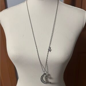 Celestial Silver Moon and Star Necklace